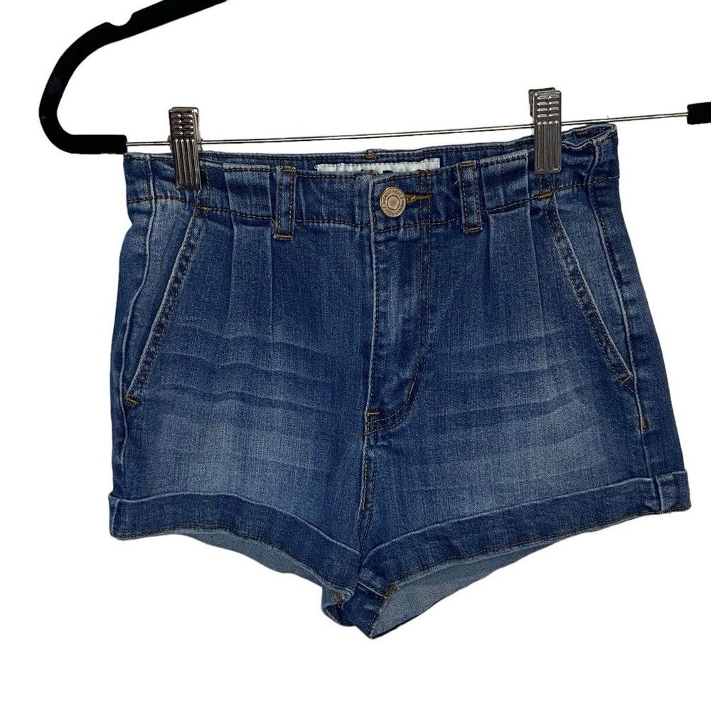 Indigo Rein High Rise Pleated Denim Shorts Shortie‎ Size 0 Boho Cottagecore